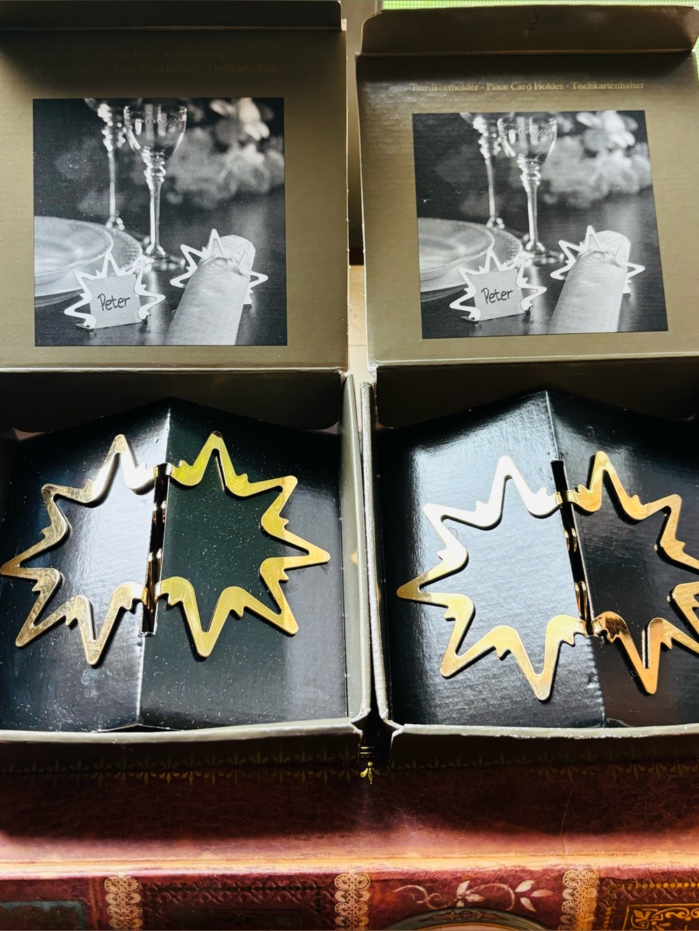 NIB (4) Georg Jensen Gold Plated napkin Ring/place Holder Denmark